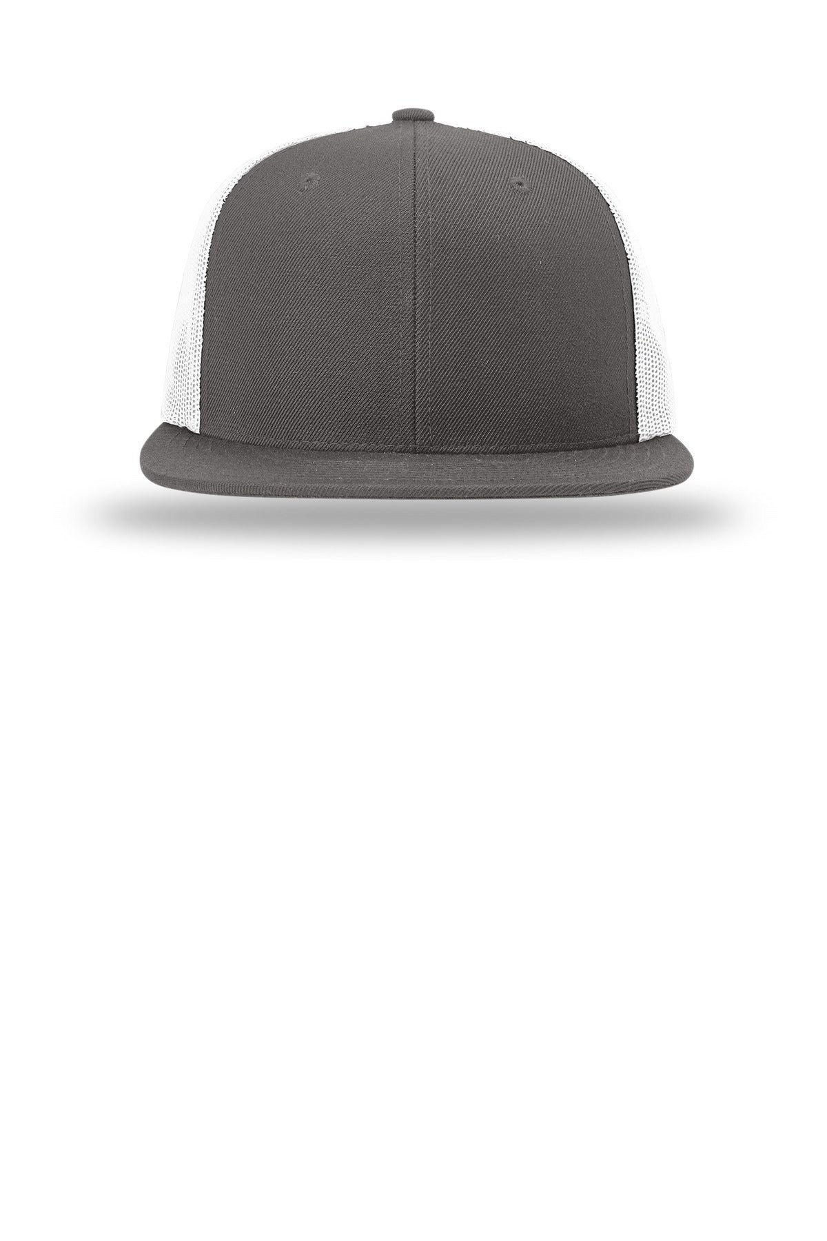 Richardson Acrylic-Wool Blend Flatbill Trucker - Charcoal/ White - flat front