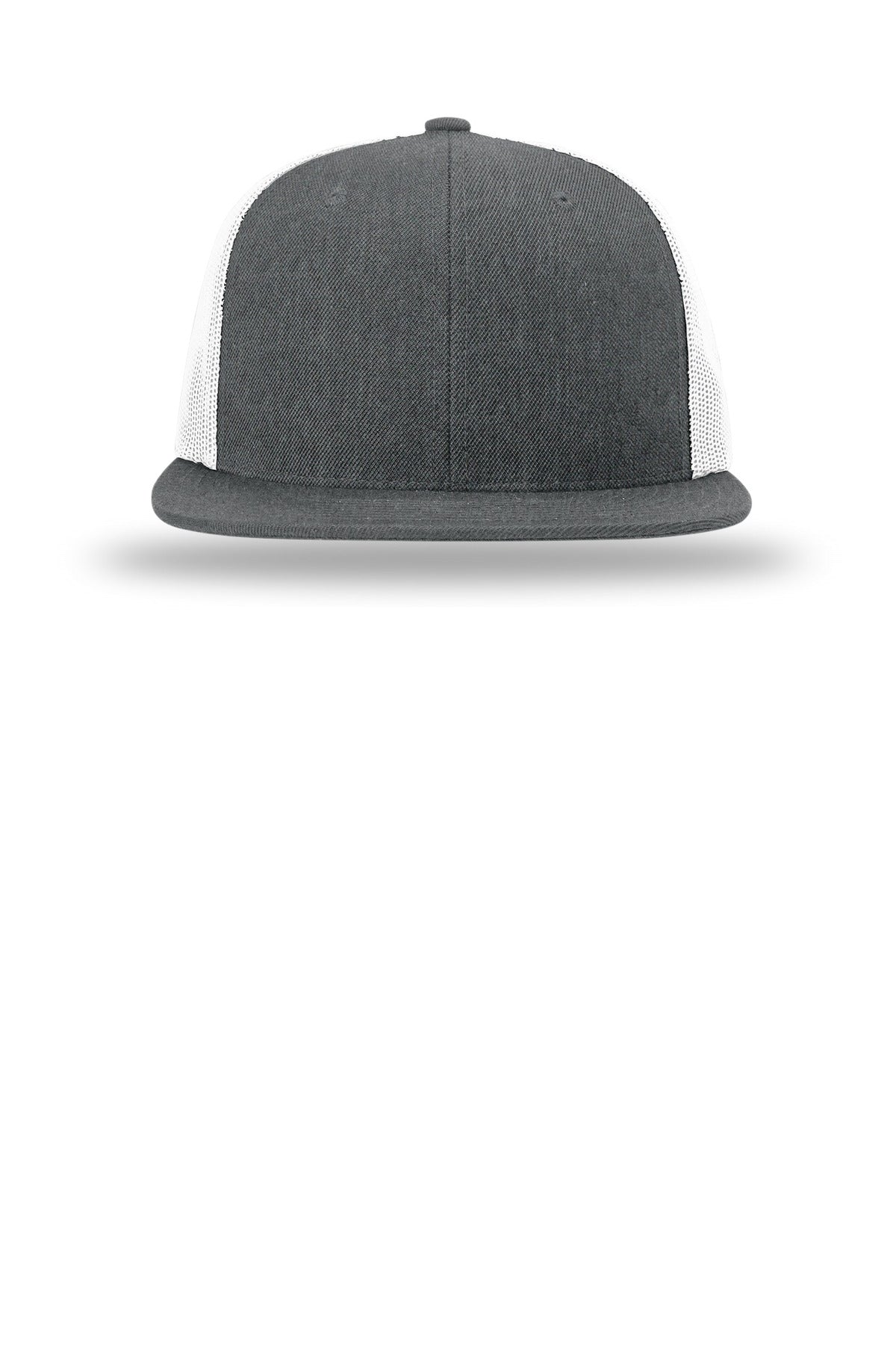 Richardson Acrylic-Wool Blend Flatbill Trucker - Heather Charcoal/ White - flat front