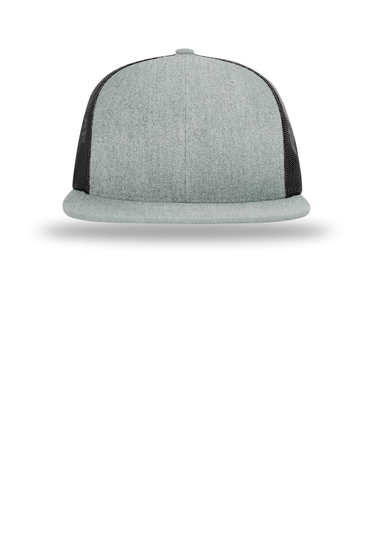 Richardson Acrylic-Wool Blend Flatbill Trucker - Heather Grey/ Black - flat front