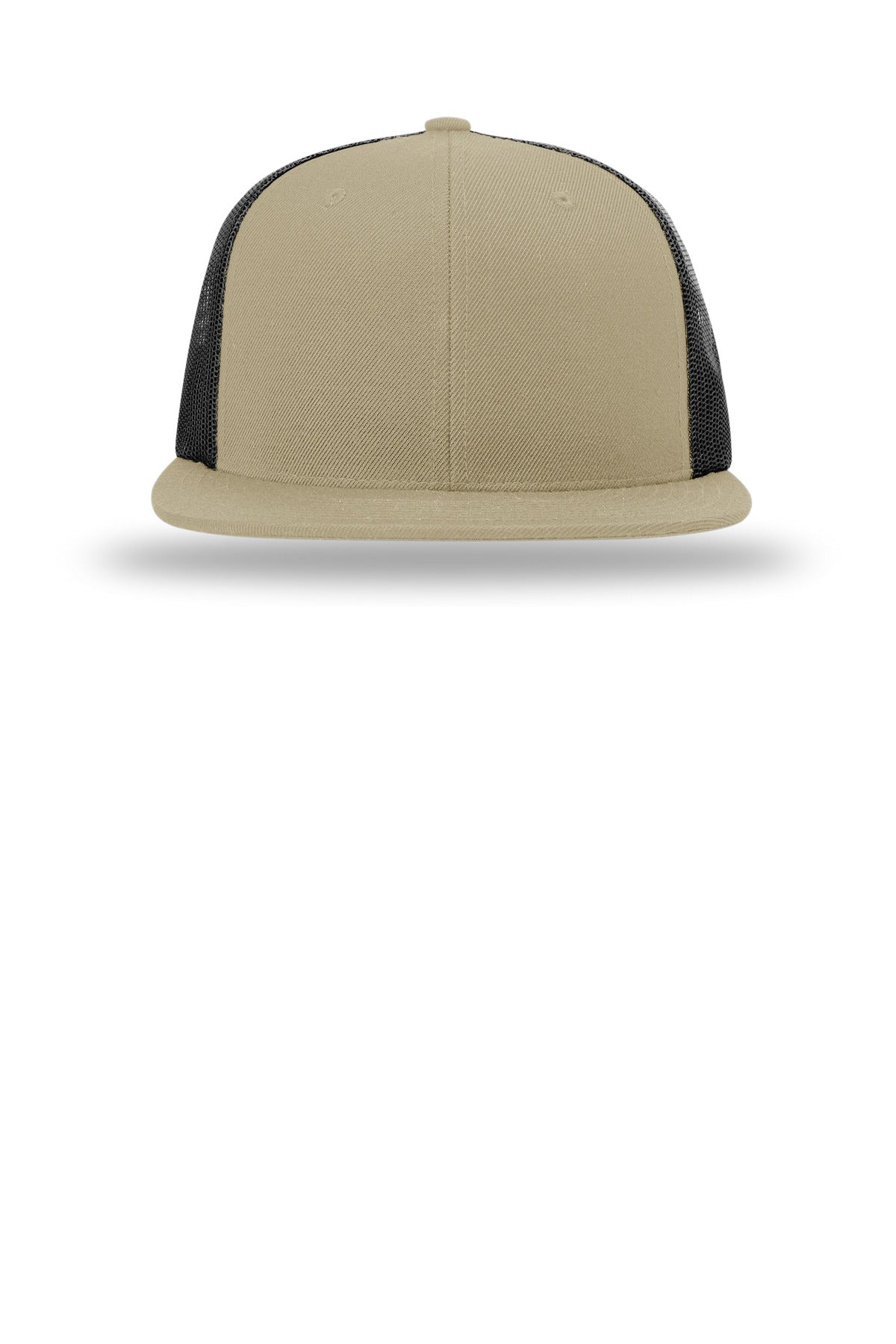 Richardson Acrylic-Wool Blend Flatbill Trucker - Khaki/ Black - flat front