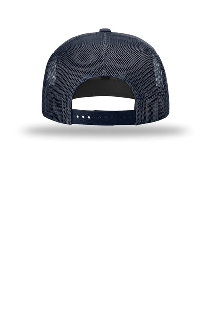 Richardson Acrylic-Wool Blend Flatbill Trucker - Navy - flat back