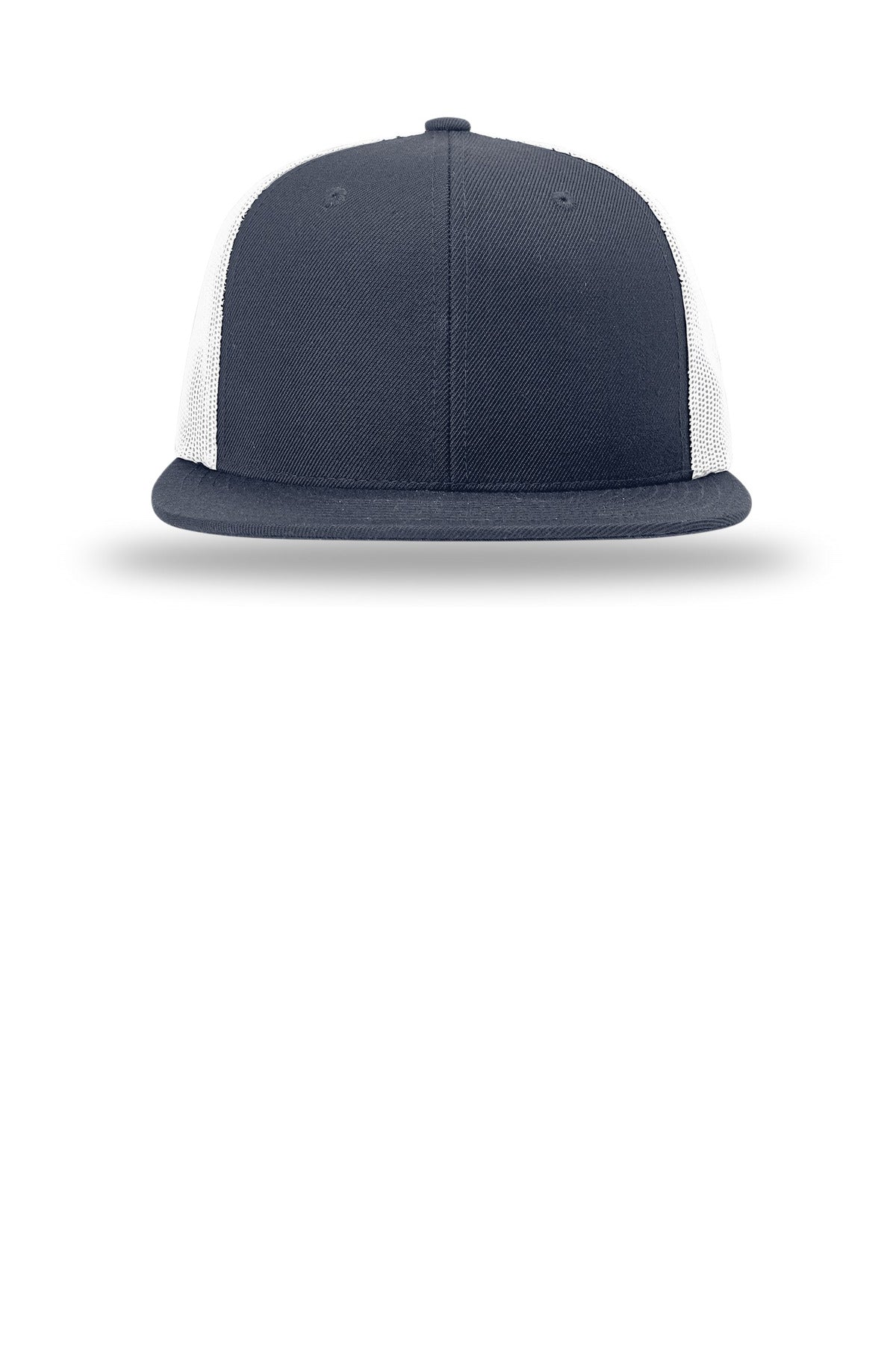 Richardson Acrylic-Wool Blend Flatbill Trucker - Navy/ White - flat front