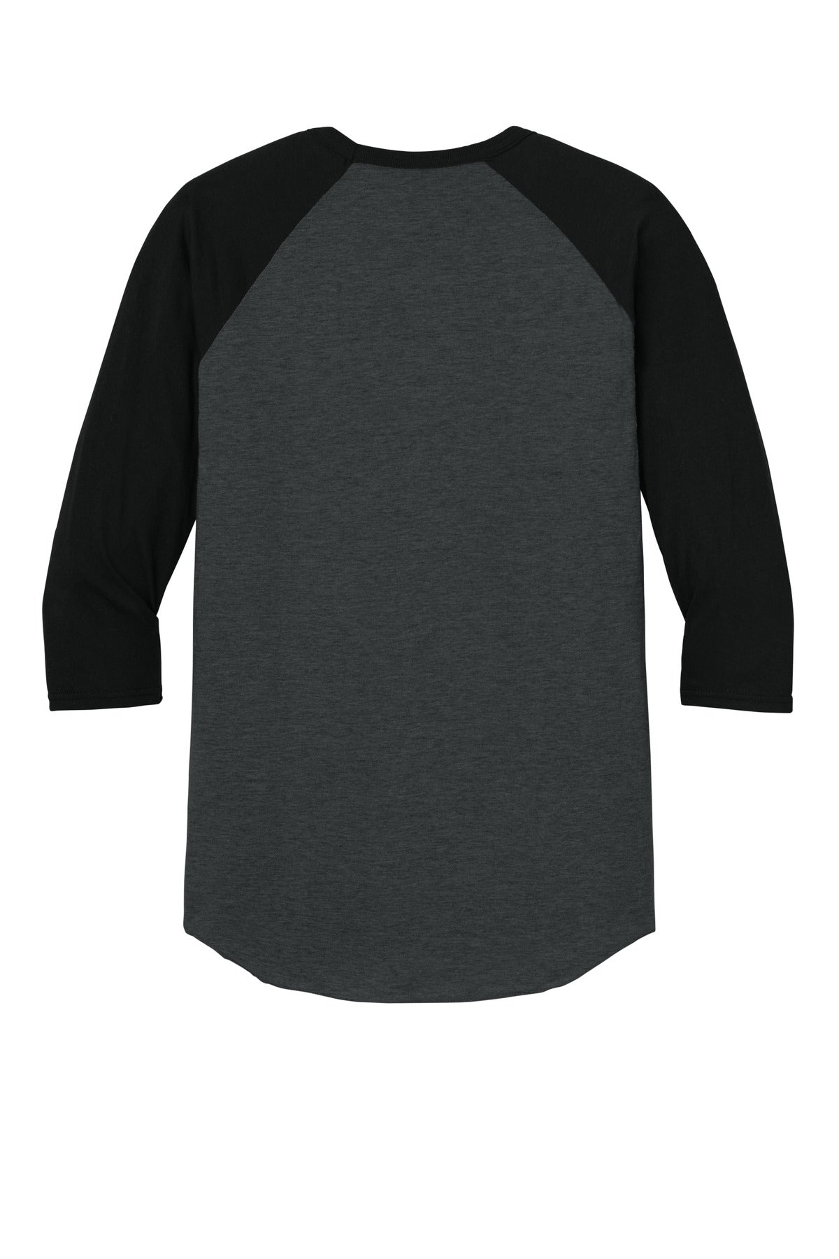 Jerzees Unisex Premium Blend Combed Ring Spun 3/4-Sleeve Raglan - Black Ink Heather/ Black Ink - flat back