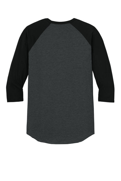 Jerzees Unisex Premium Blend Combed Ring Spun 3/4-Sleeve Raglan - Black Ink Heather/ Black Ink - flat back