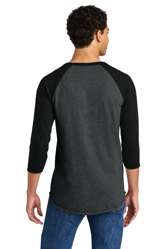 Jerzees Unisex Premium Blend Combed Ring Spun 3/4-Sleeve Raglan - Black Ink Heather/ Black Ink - back