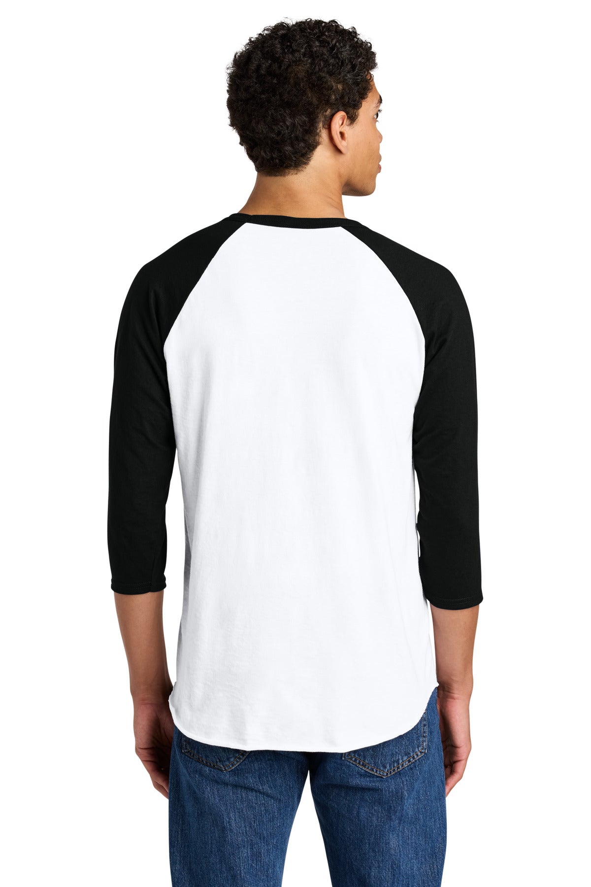 Jerzees Unisex Premium Blend Combed Ring Spun 3/4-Sleeve Raglan - White/ Black Ink - back