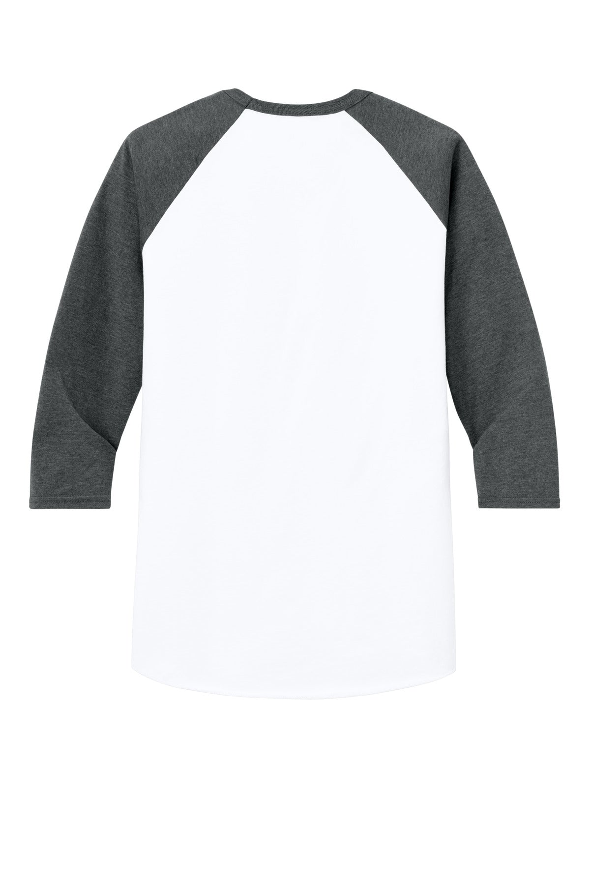 Jerzees Unisex Premium Blend Combed Ring Spun 3/4-Sleeve Raglan - White/ Charcoal Heather - flat back
