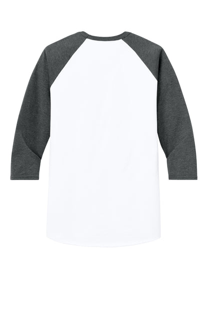 Jerzees Unisex Premium Blend Combed Ring Spun 3/4-Sleeve Raglan - White/ Charcoal Heather - flat back