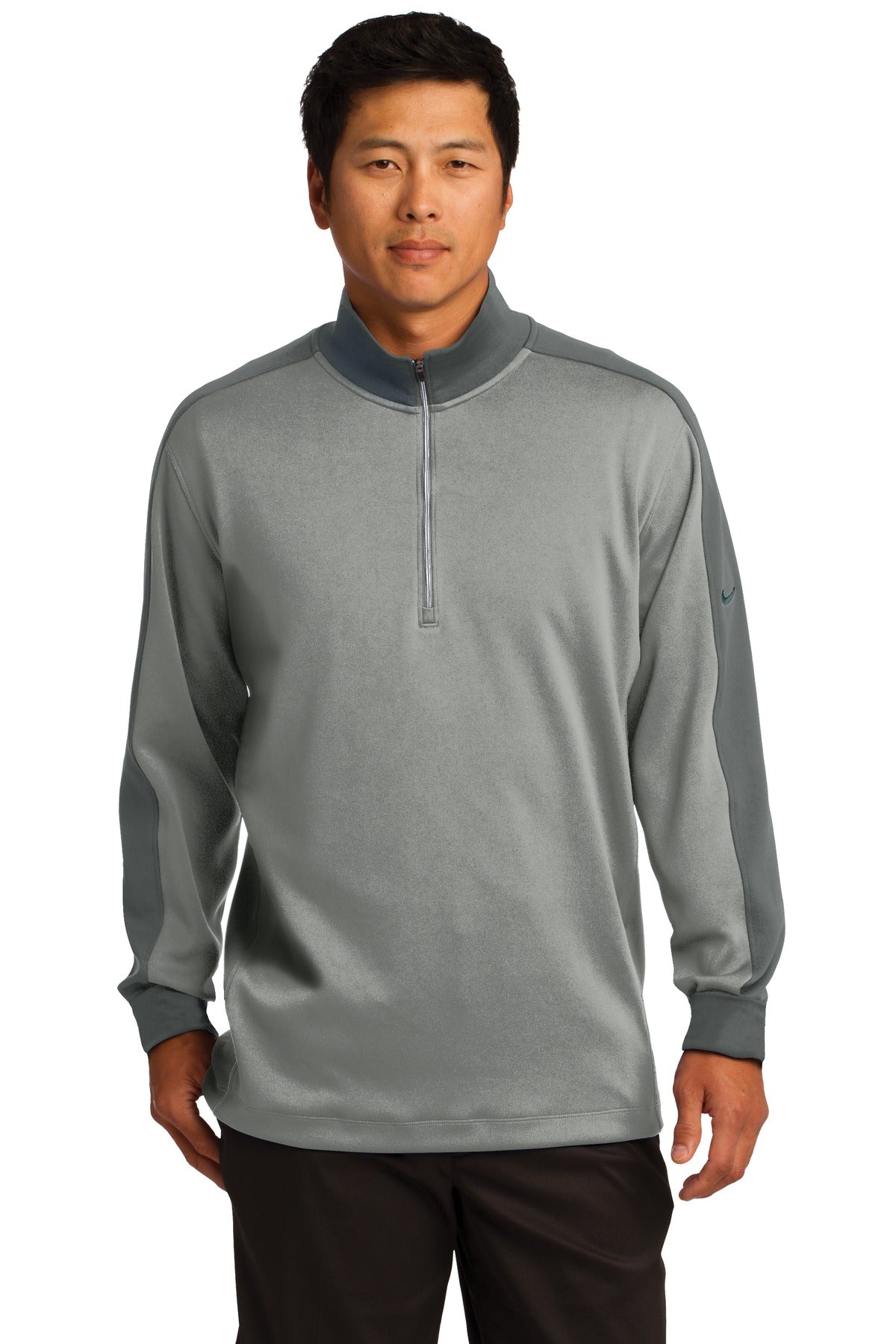 Nike Dri-FIT 1/2-Zip Cover-Up - Athletic Grey Heather/ Dark Grey - front