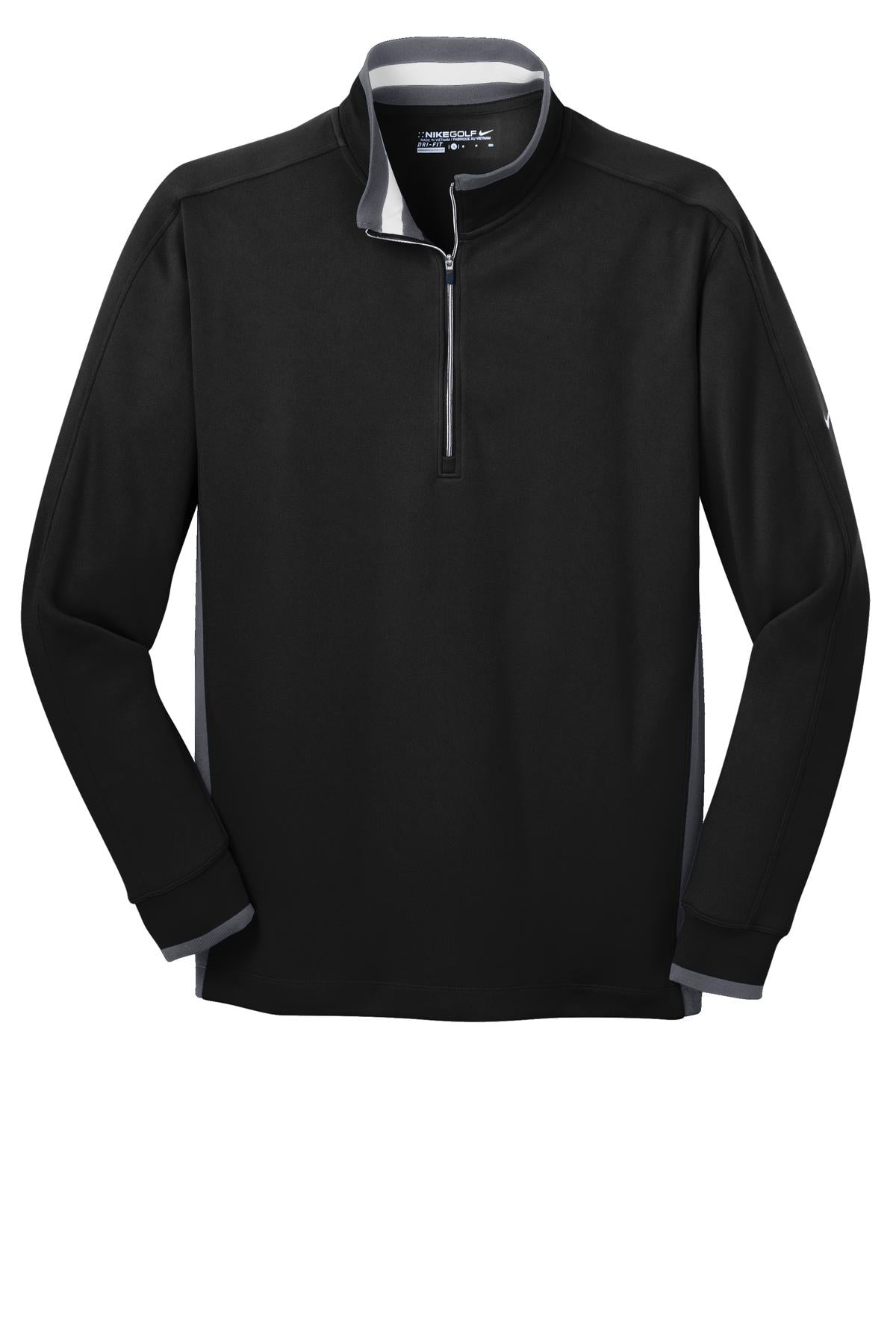 Nike Dri-FIT 1/2-Zip Cover-Up - Black/ Dark Grey/ White - flat front