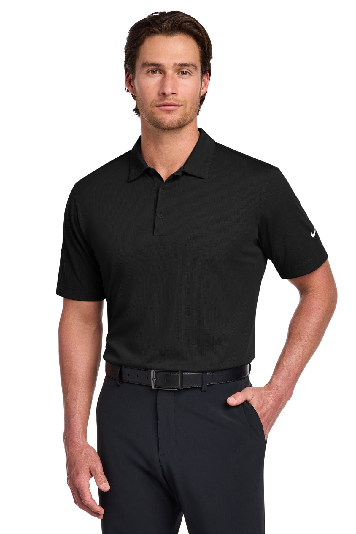 Nike Dri-FIT Vertical Mesh Polo - Black - front
