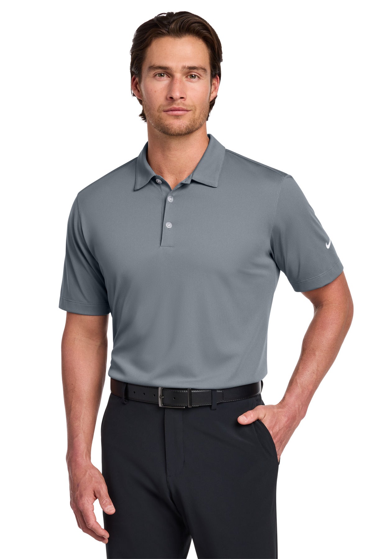 Nike Dri-FIT Vertical Mesh Polo - Cool Grey - front