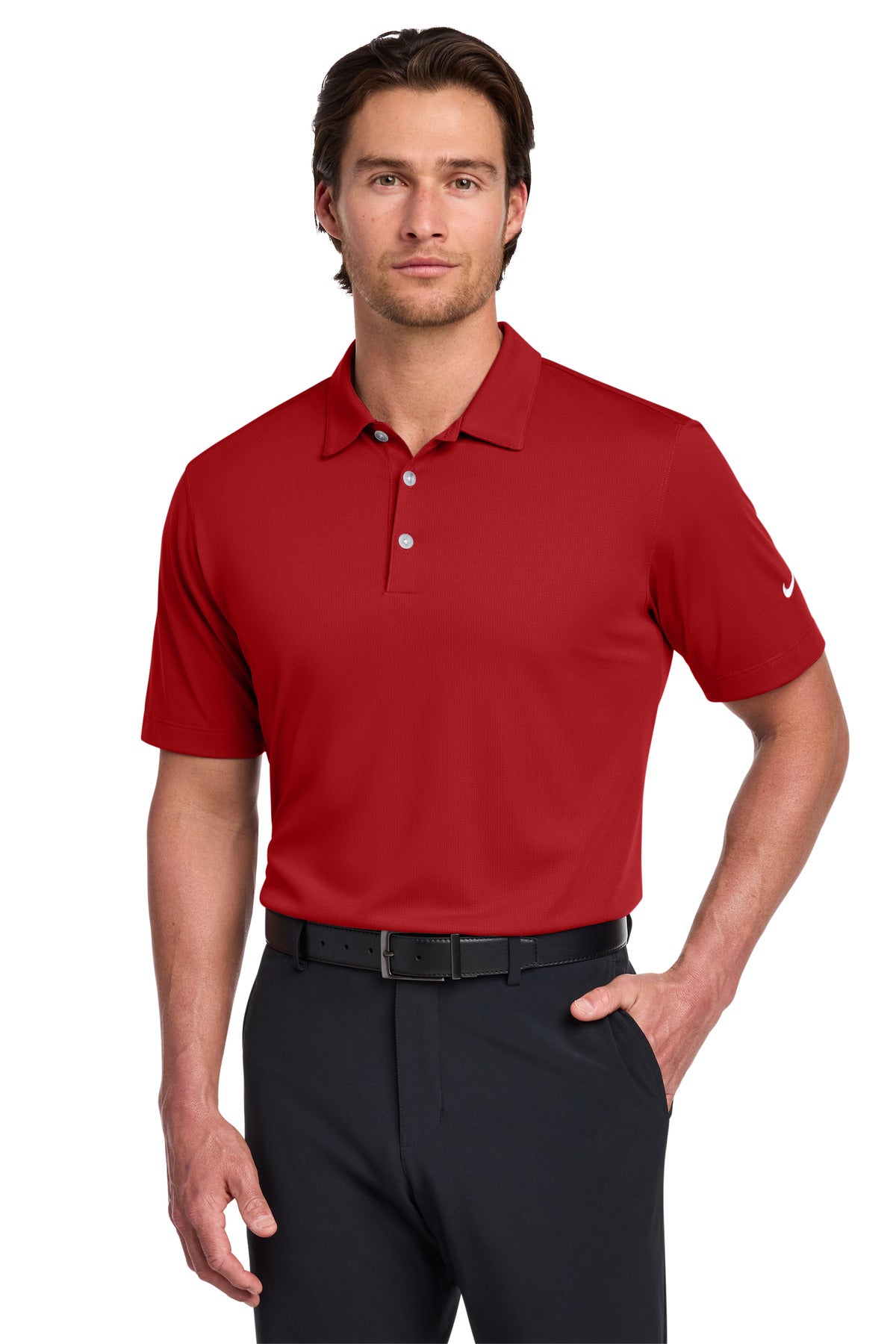 Nike Dri-FIT Vertical Mesh Polo - University Red - front