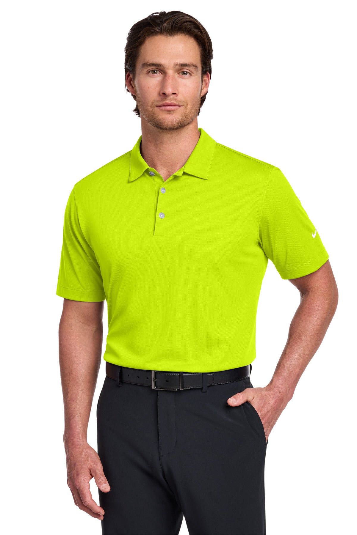 Nike Dri-FIT Vertical Mesh Polo - Volt - front