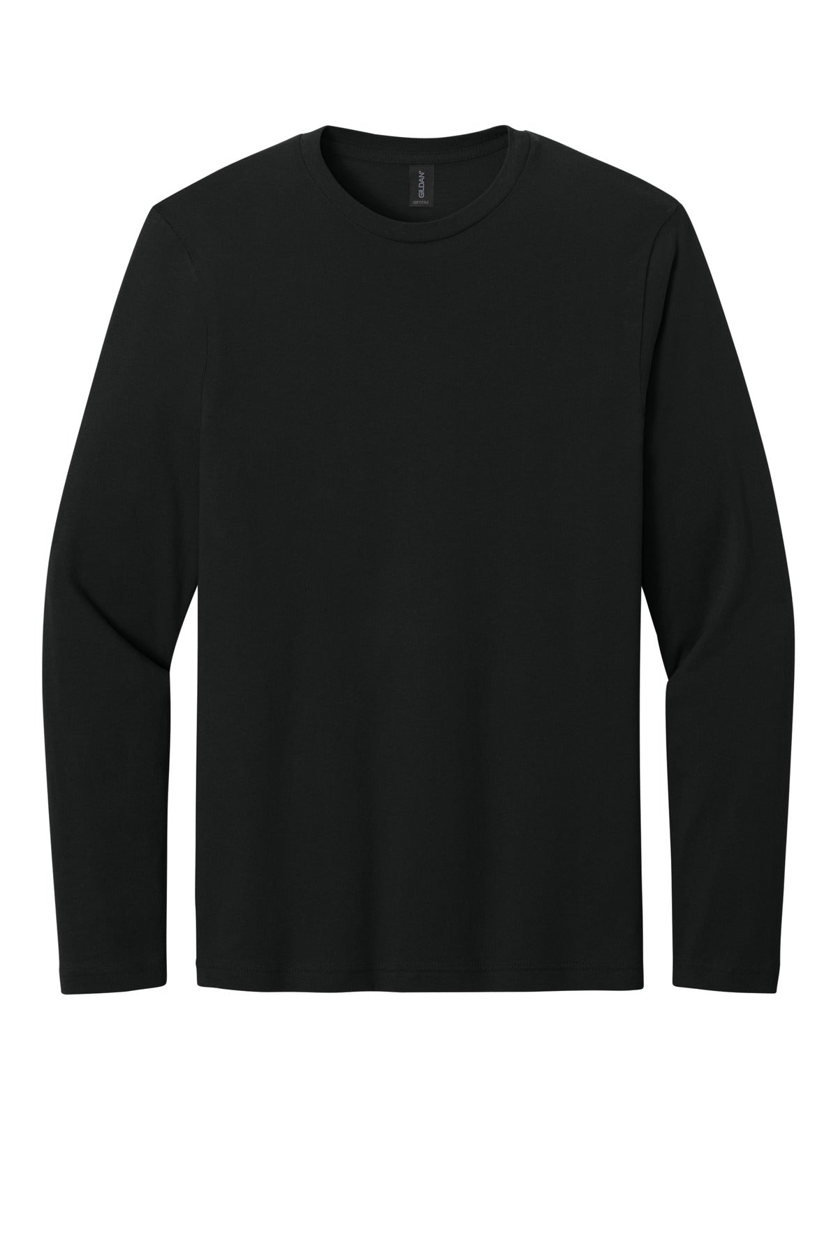Gildan Softstyle Long Sleeve T-Shirt - Black - flat front