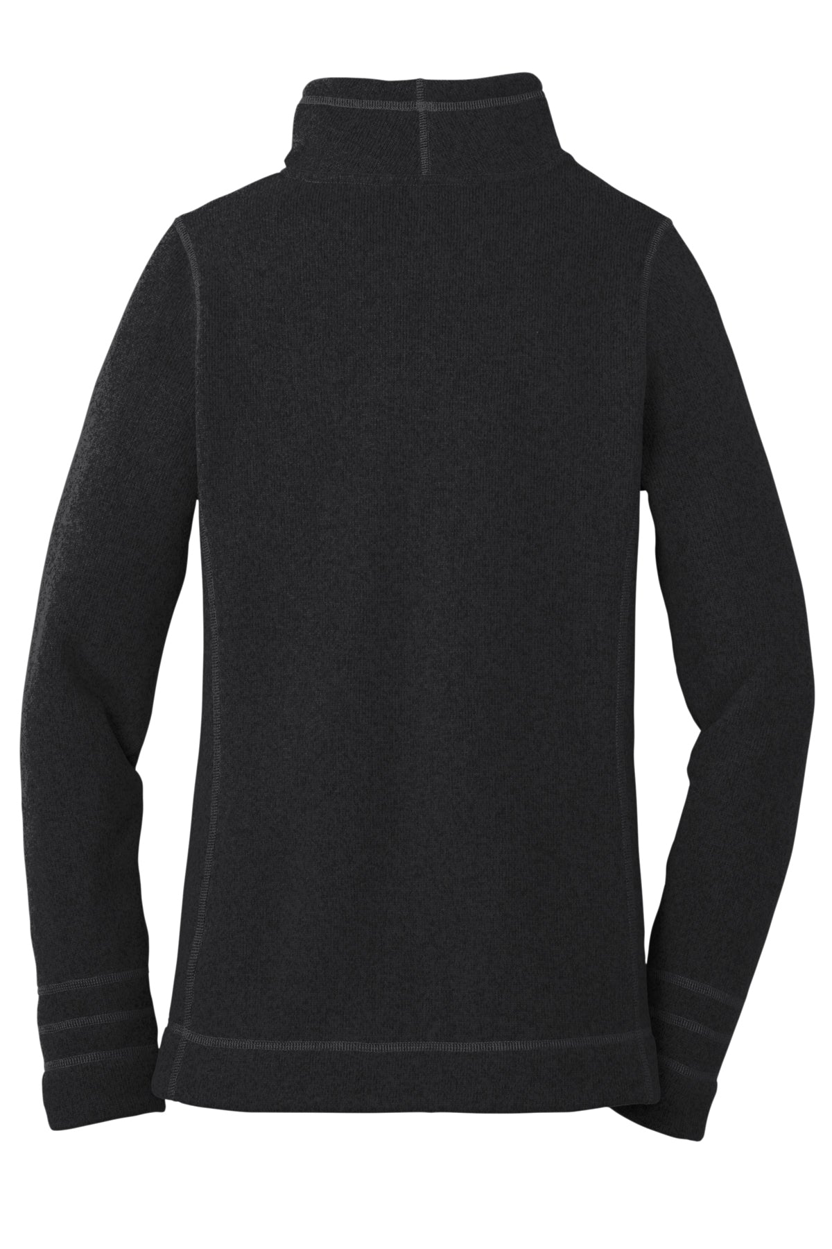 The North Face Women's Sweater Fleece Jacket in TNF Black Heather, back flat