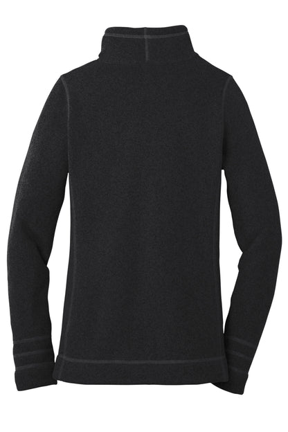 The North Face Women's Sweater Fleece Jacket in TNF Black Heather, back flat