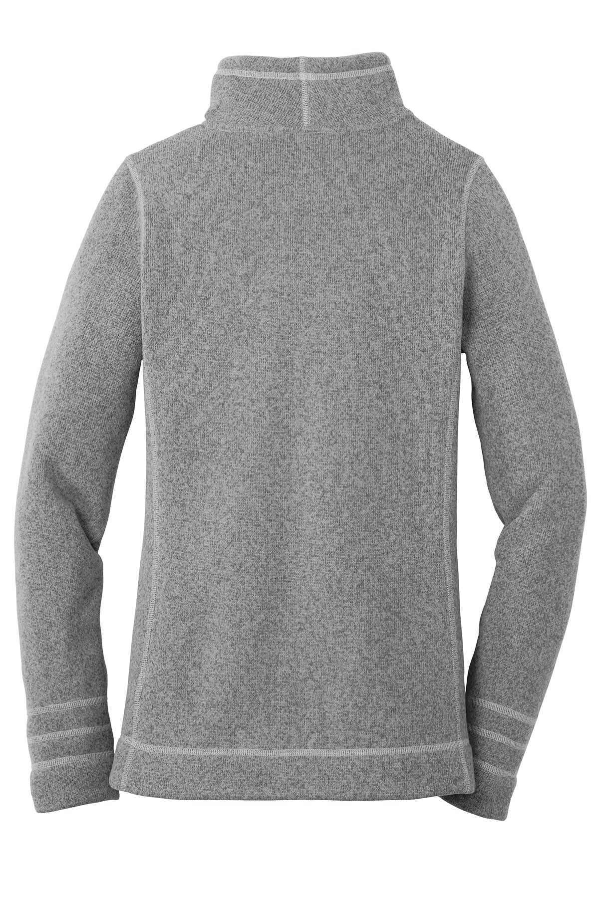 The North Face Women's Sweater Fleece Jacket in TNF Medium Grey Heather, back flat