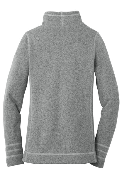 The North Face Women's Sweater Fleece Jacket in TNF Medium Grey Heather, back flat
