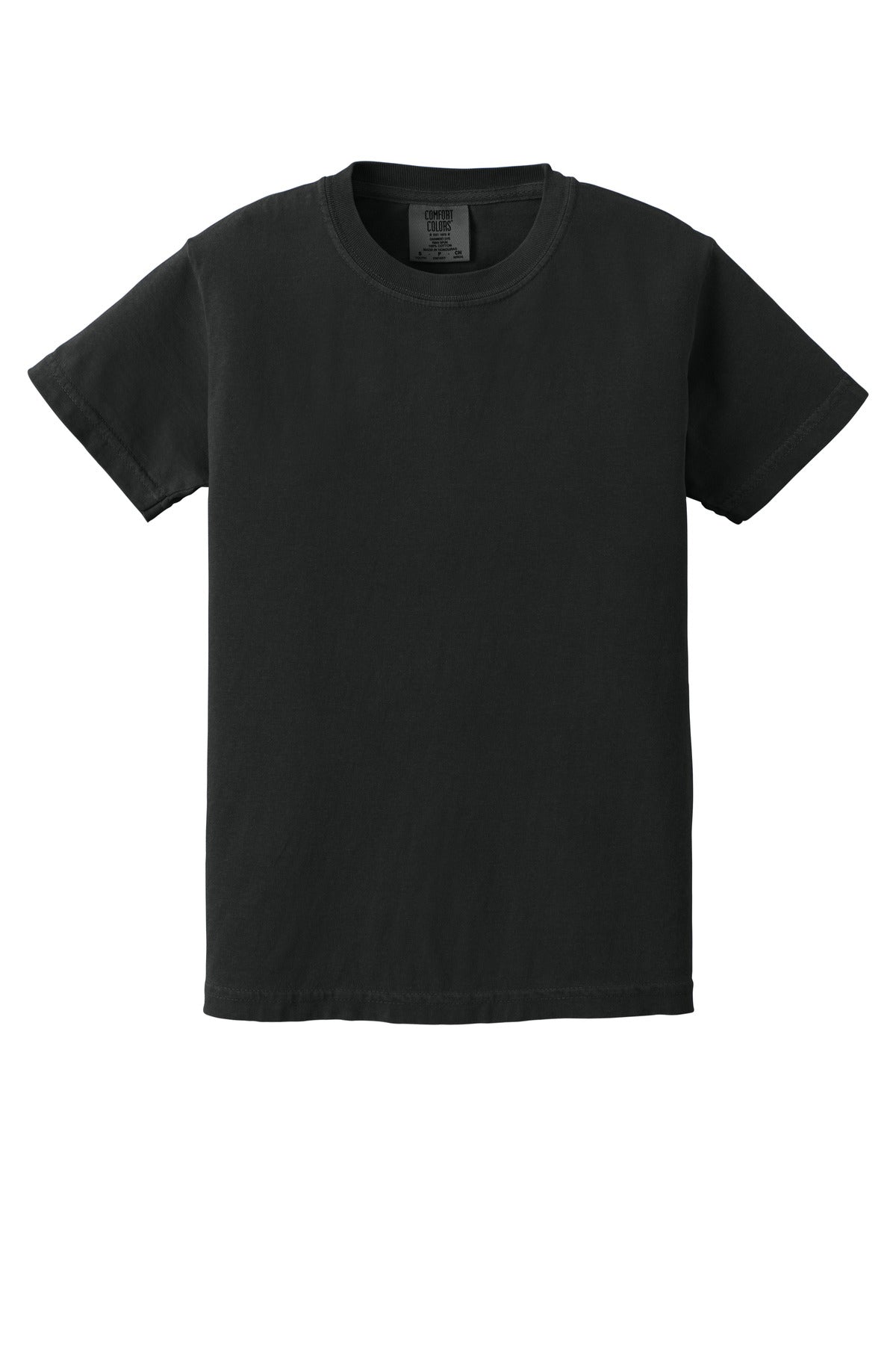 COMFORT COLORS Youth Heavyweight Ring Spun Tee - Black - flat front