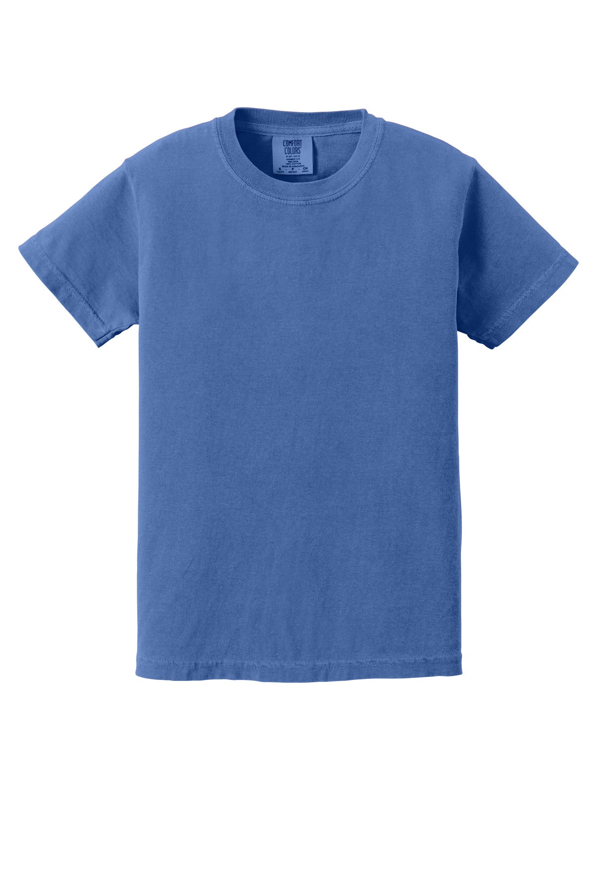 COMFORT COLORS Youth Heavyweight Ring Spun Tee - Flo Blue - flat front