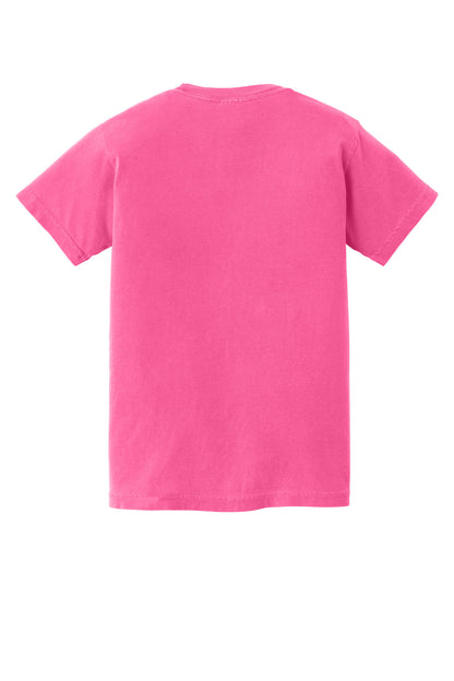 COMFORT COLORS Youth Heavyweight Ring Spun Tee - Neon Pink - flat back