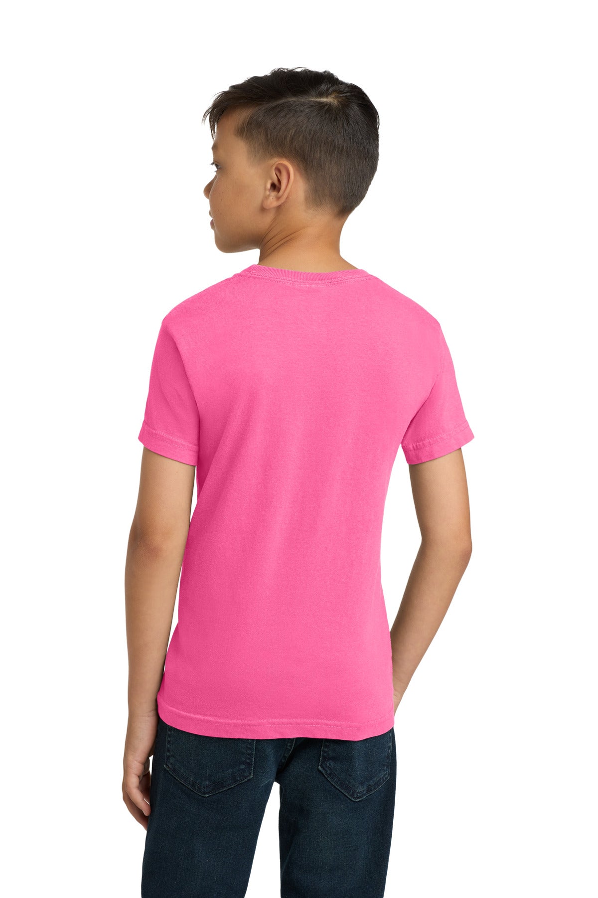 COMFORT COLORS Youth Heavyweight Ring Spun Tee - Neon Pink - back