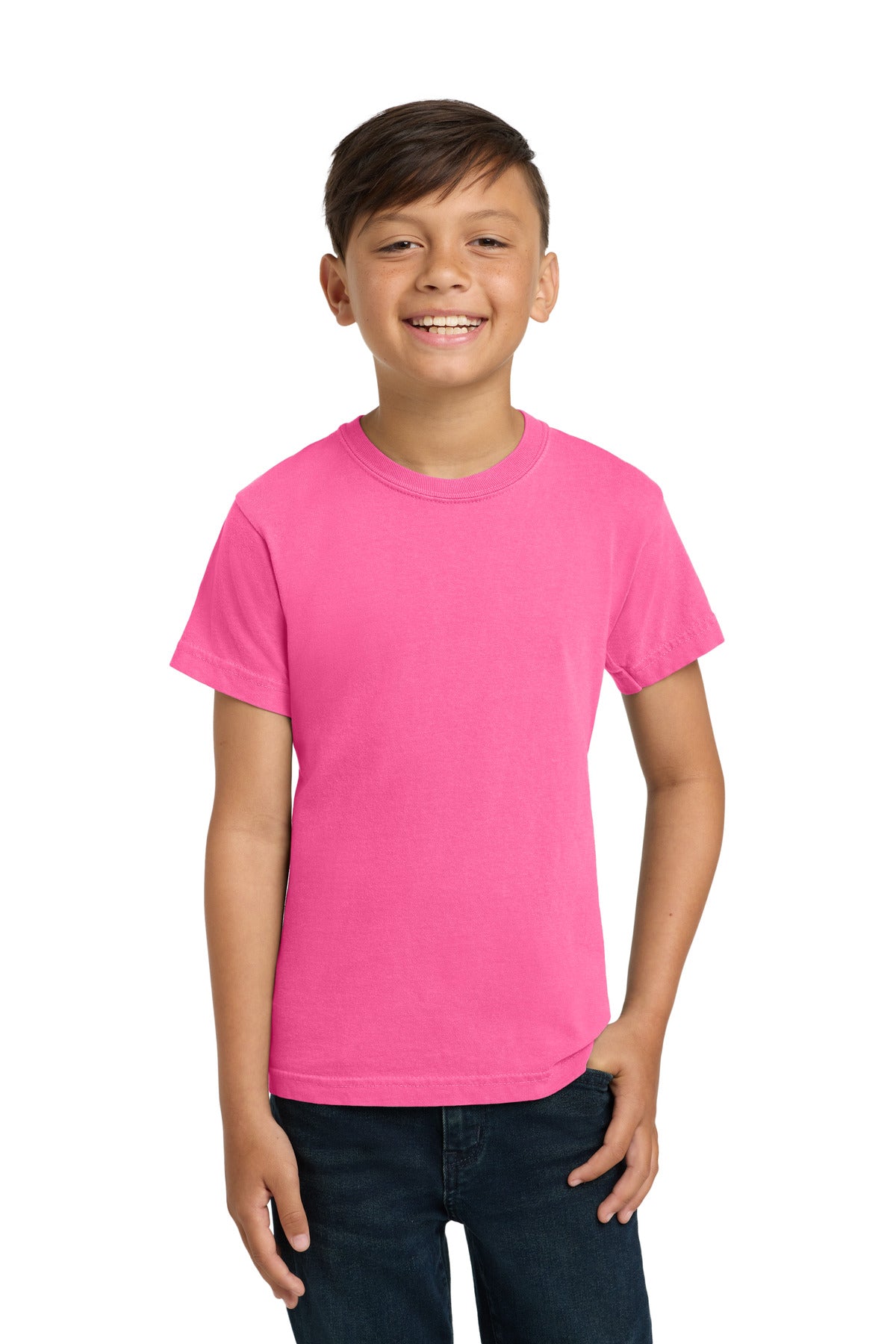 COMFORT COLORS Youth Heavyweight Ring Spun Tee - Neon Pink - front