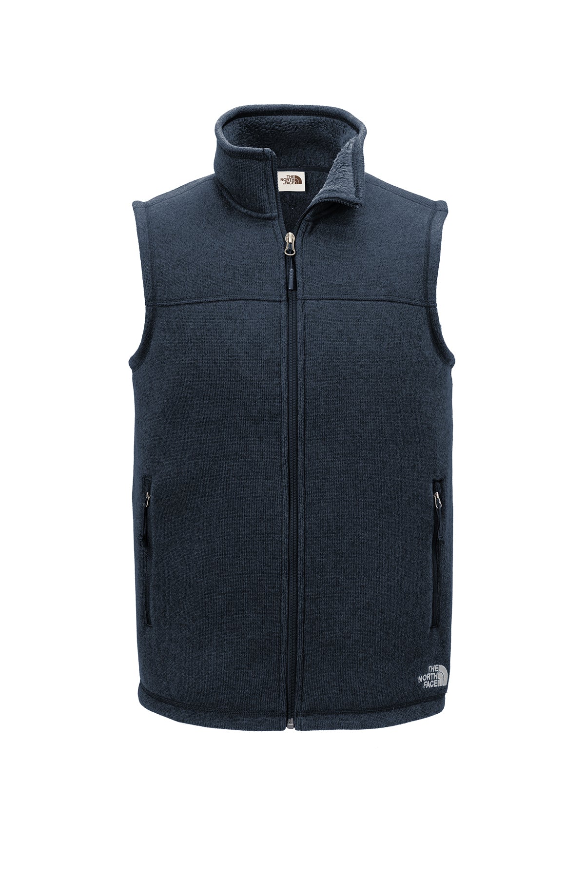 The North Face Sweater Fleece Vest in Urban Navy Heather, front flat