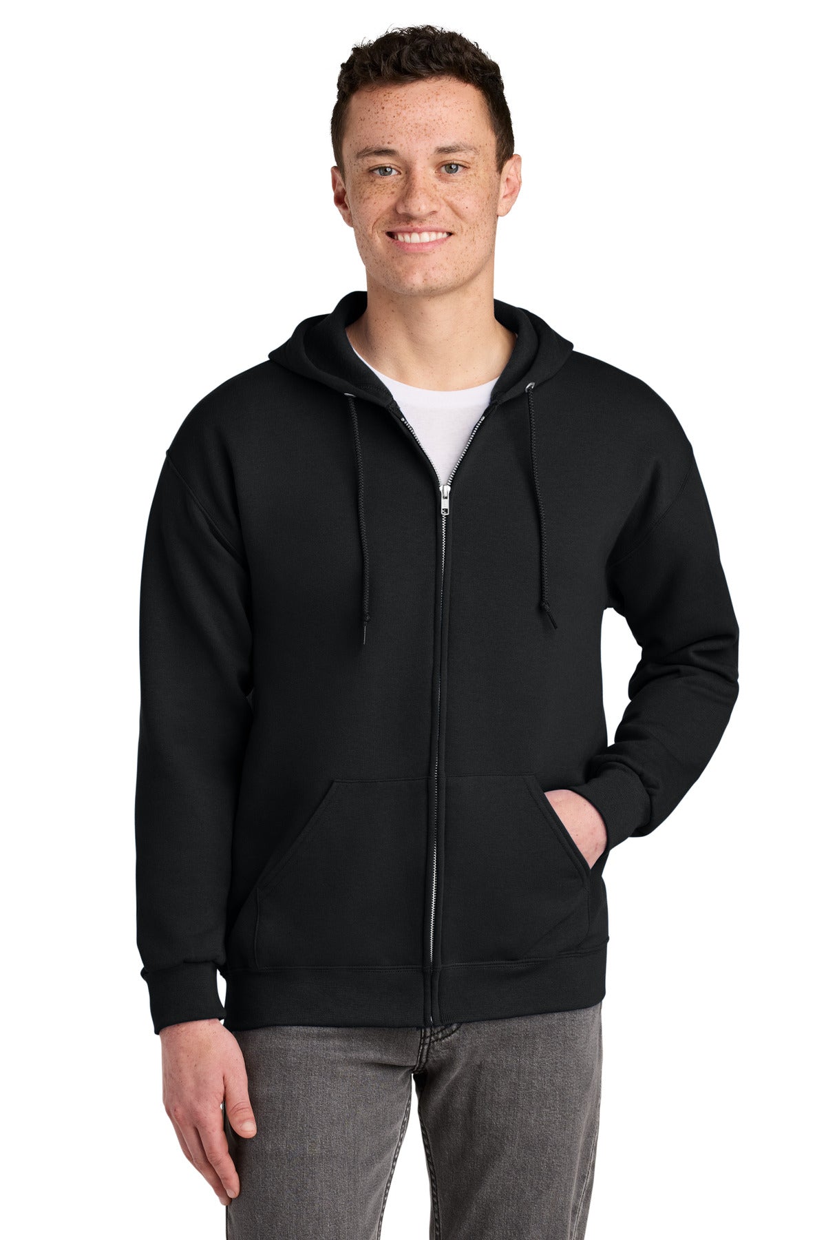 Jerzees NuBlend Full-Zip Hooded Sweatshirt - Black - front