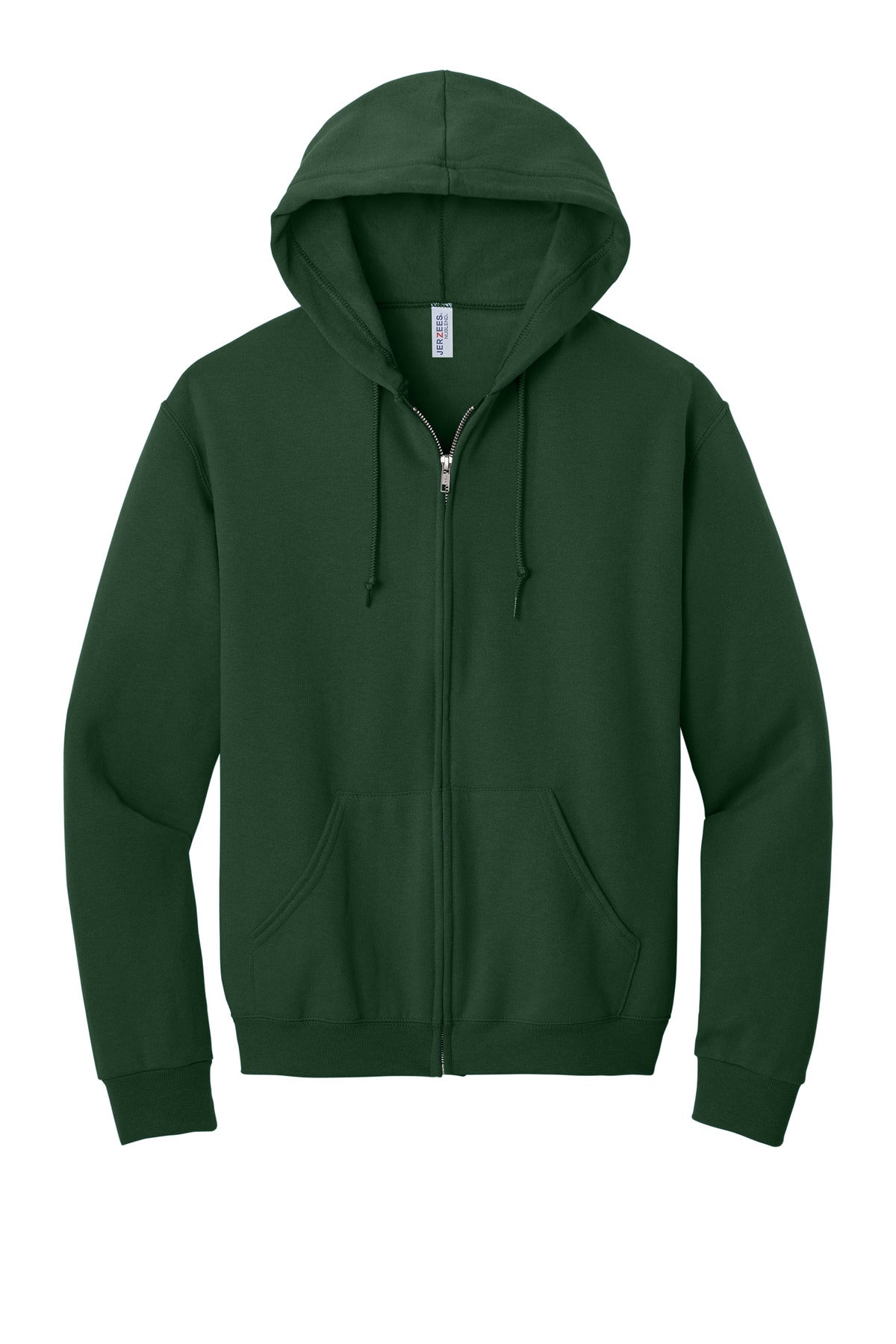 Jerzees NuBlend Full-Zip Hooded Sweatshirt - Forest Green - flat front