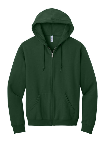 Jerzees NuBlend Full-Zip Hooded Sweatshirt - Forest Green - flat front