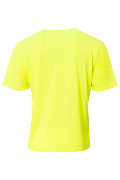 A4 Softek Short Sleeve Tee - Safety Yellow - flat back