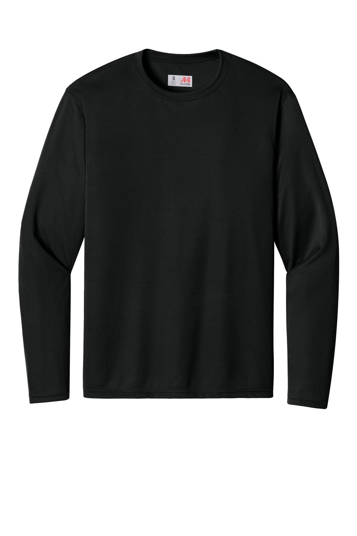 A4 Cooling Performance Long Sleeve Tee - Black - flat front