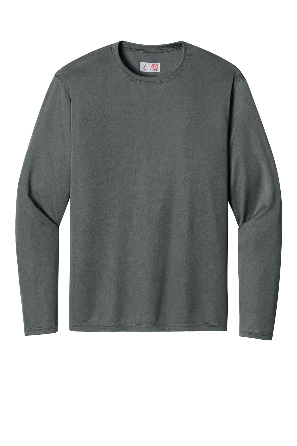 A4 Cooling Performance Long Sleeve Tee - Graphite - flat front