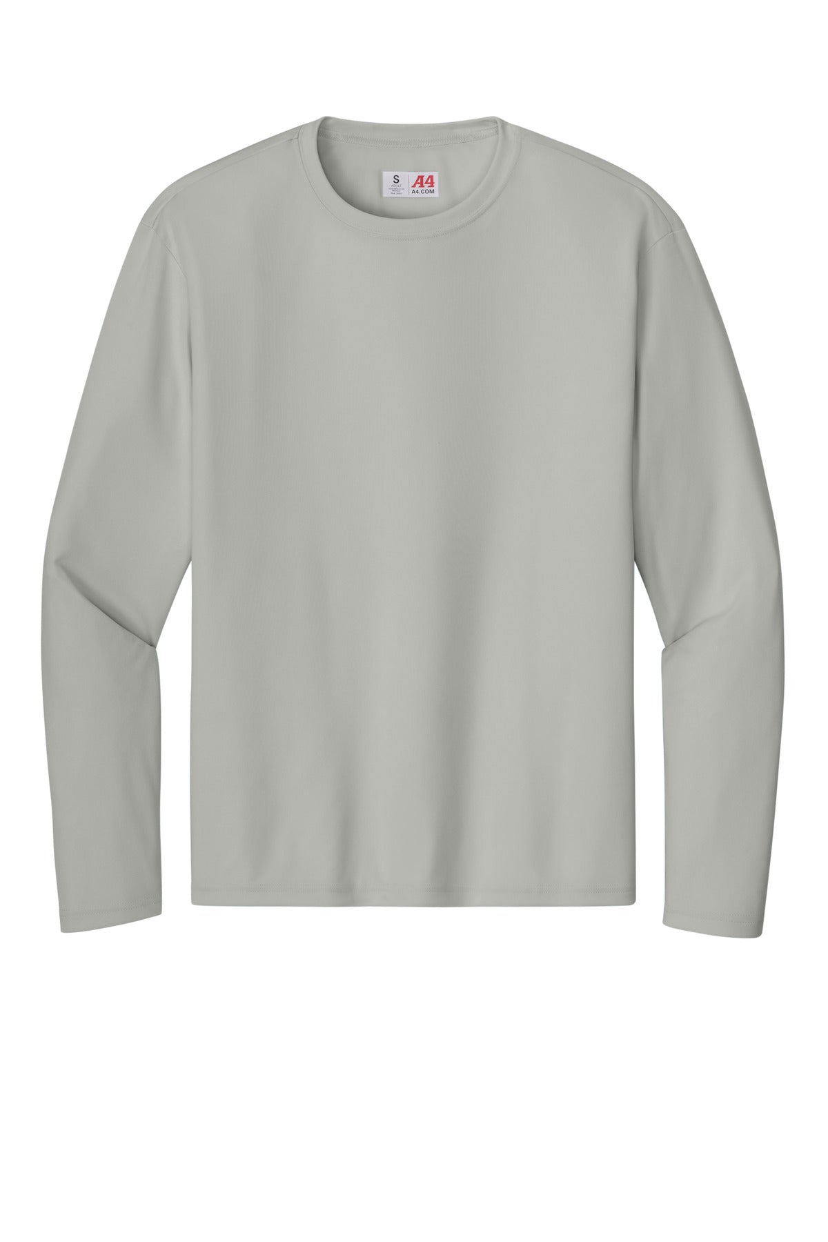 A4 Cooling Performance Long Sleeve Tee - Silver - flat front