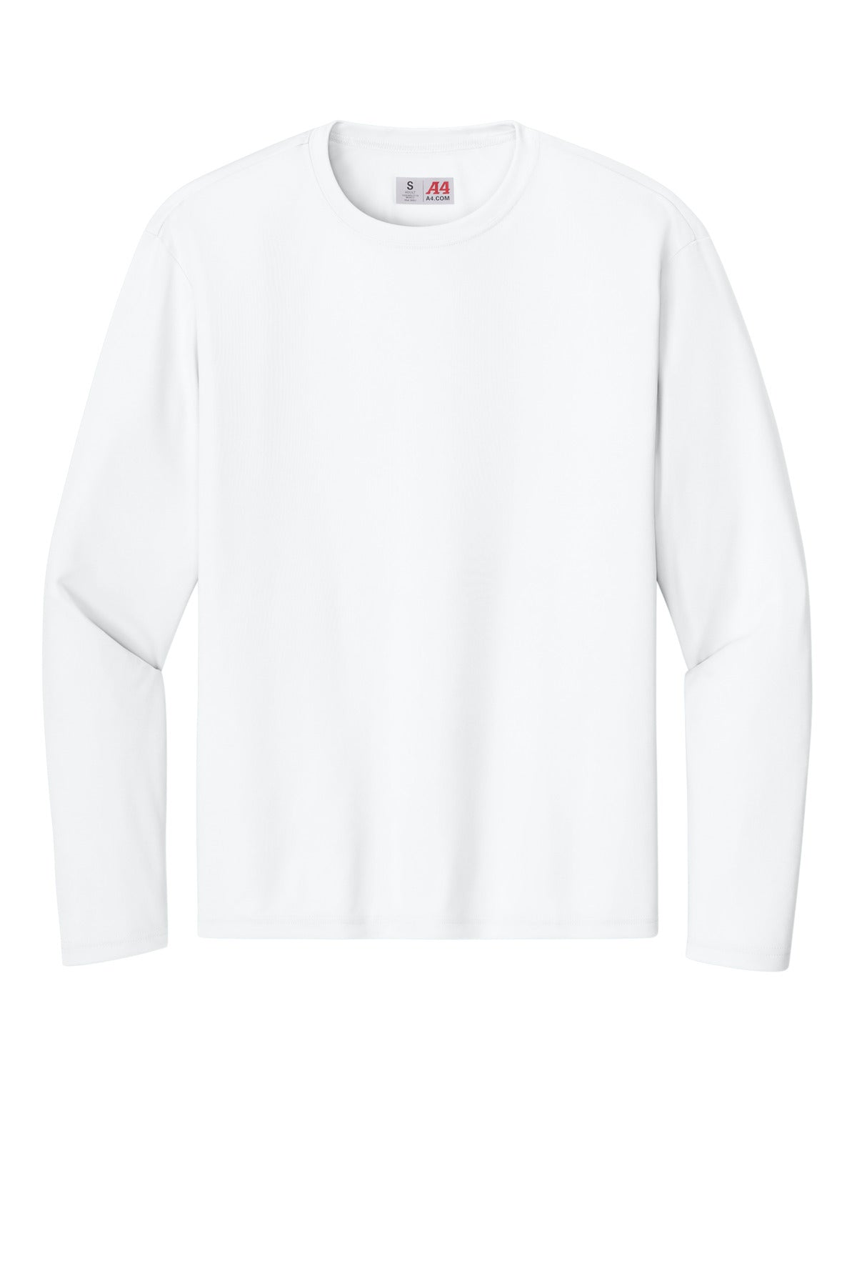 A4 Cooling Performance Long Sleeve Tee - White - flat front