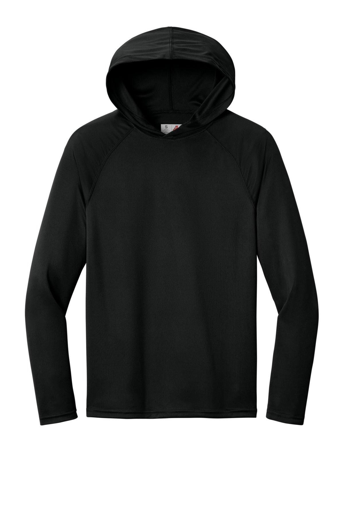 A4 Cooling Performance Long Sleeve Hooded Tee - Black - flat front