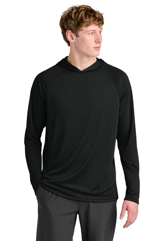 A4 Cooling Performance Long Sleeve Hooded Tee - Black - front