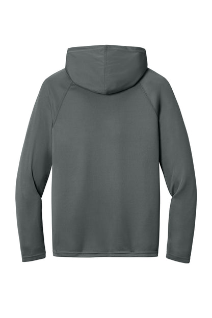 A4 Cooling Performance Long Sleeve Hooded Tee - Graphite - flat back