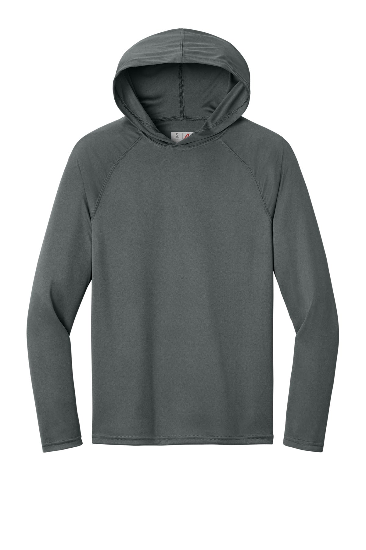 A4 Cooling Performance Long Sleeve Hooded Tee - Graphite - flat front