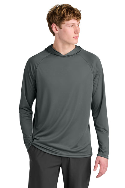 A4 Cooling Performance Long Sleeve Hooded Tee - Graphite - front