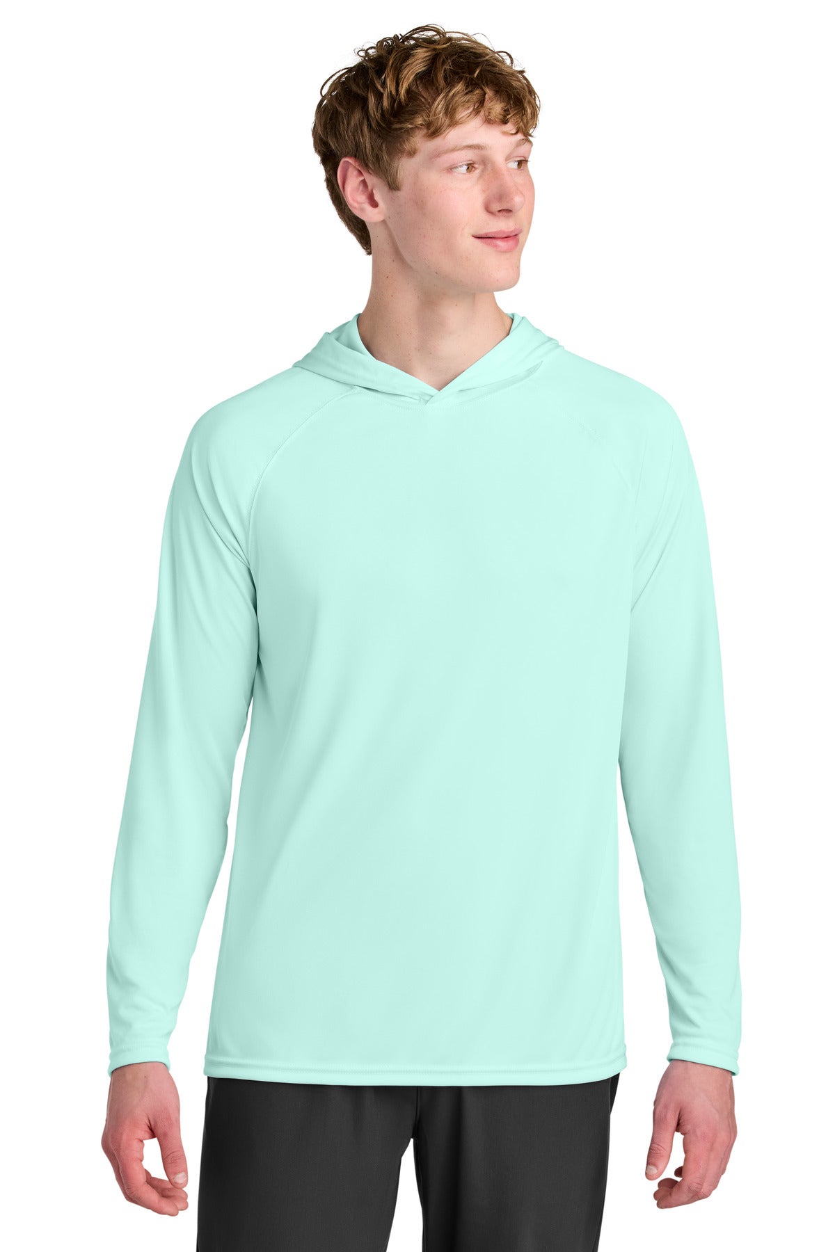 A4 Cooling Performance Long Sleeve Hooded Tee - Pastel Mint - front