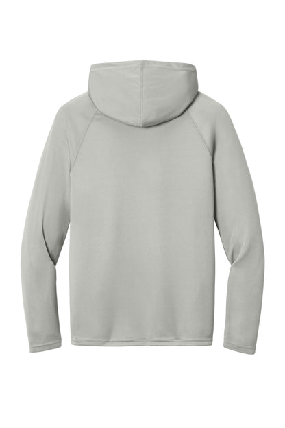 A4 Cooling Performance Long Sleeve Hooded Tee - Silver - flat back