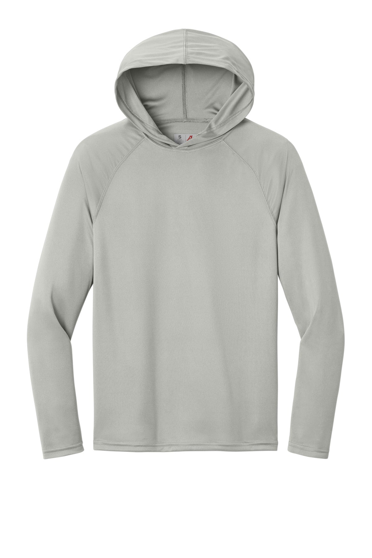 A4 Cooling Performance Long Sleeve Hooded Tee - Silver - flat front