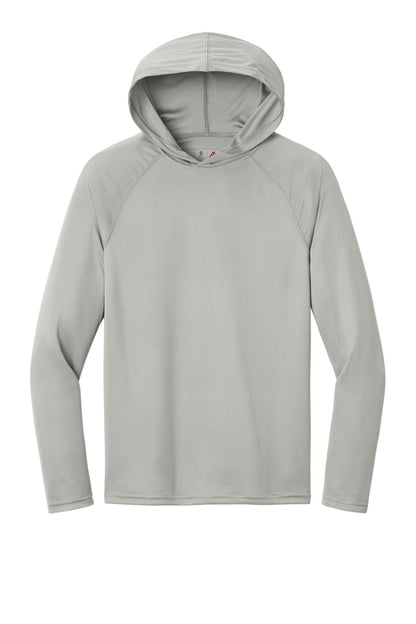 A4 Cooling Performance Long Sleeve Hooded Tee - Silver - flat front