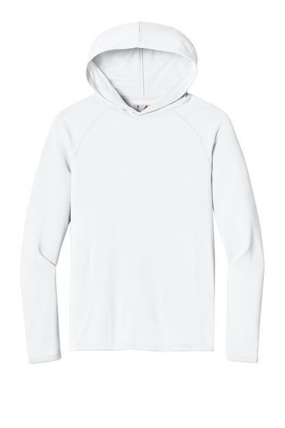 A4 Cooling Performance Long Sleeve Hooded Tee - White - flat front