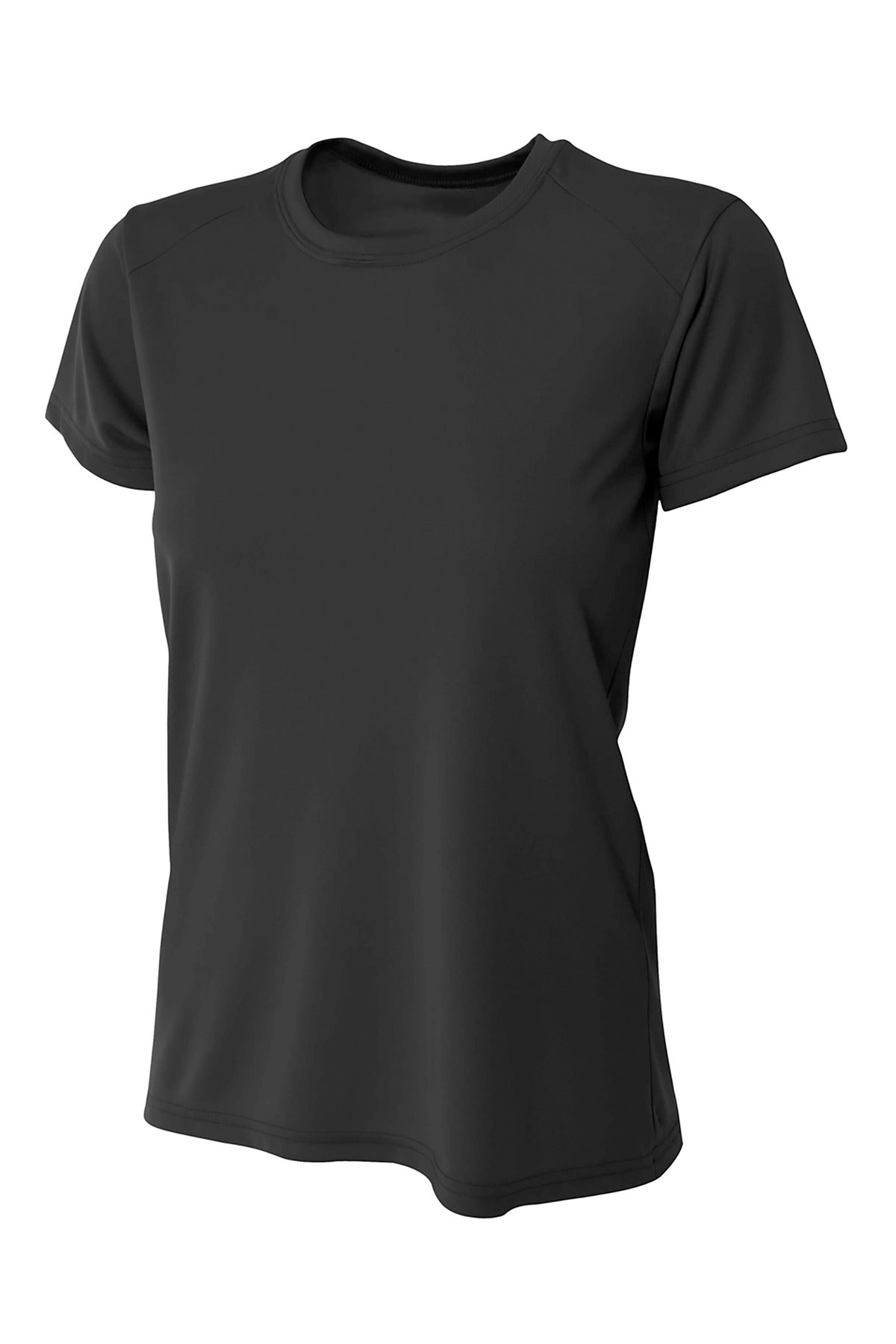 A4 Women's Cooling Performance Short Sleeve Tee - Black - flat front