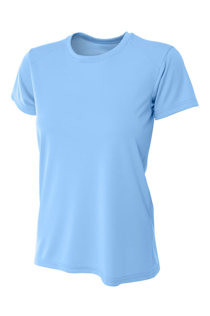 A4 Women's Cooling Performance Short Sleeve Tee - Light Blue - flat front