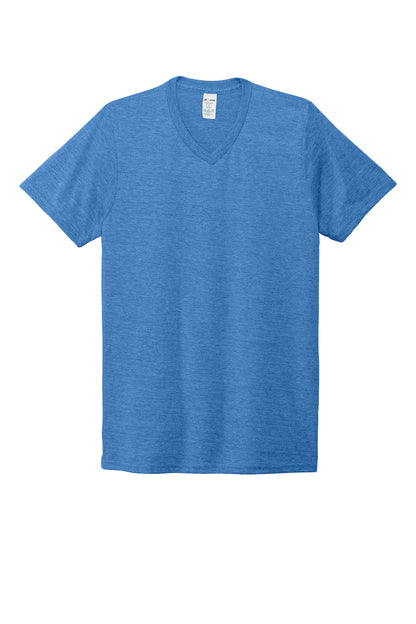 Allmade Unisex Tri-Blend V-Neck Tee - Azure Blue - flat front